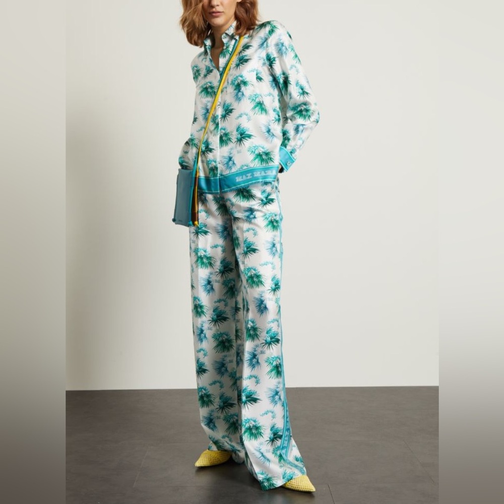 NWT Max Mara 100 % Silk Blouse & Matching Pants Set Size: M US4/6 Spring/Summer